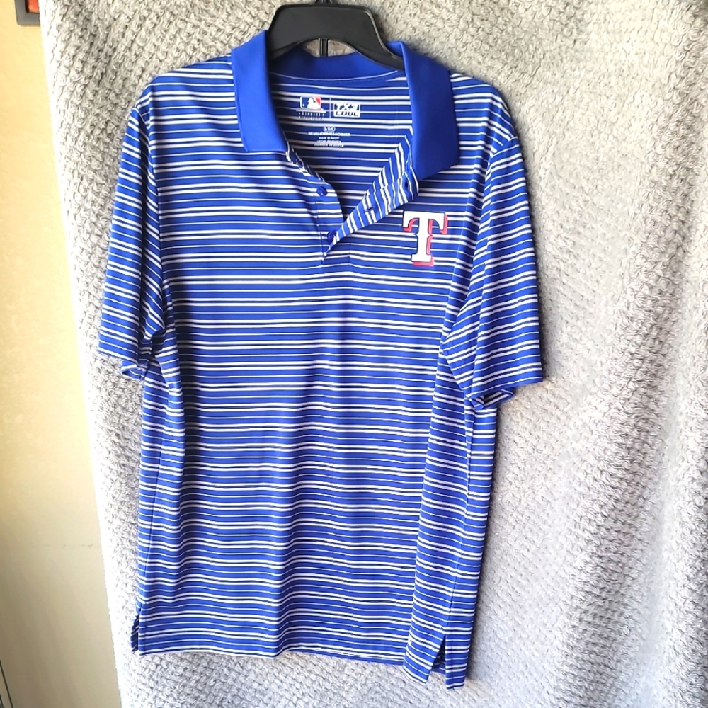 Genuine Merchandise Blue and White Striped Polo